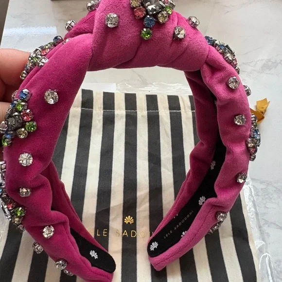 Lele Sadoughi Harlequin Rainbow Knotted Crystal Headband!! - Picture 5 of 7